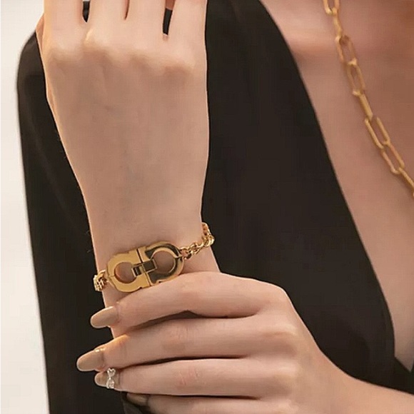 Omega Gold Cuban Stainless Steel Chain Link Bracelet - Picture 3 of 10